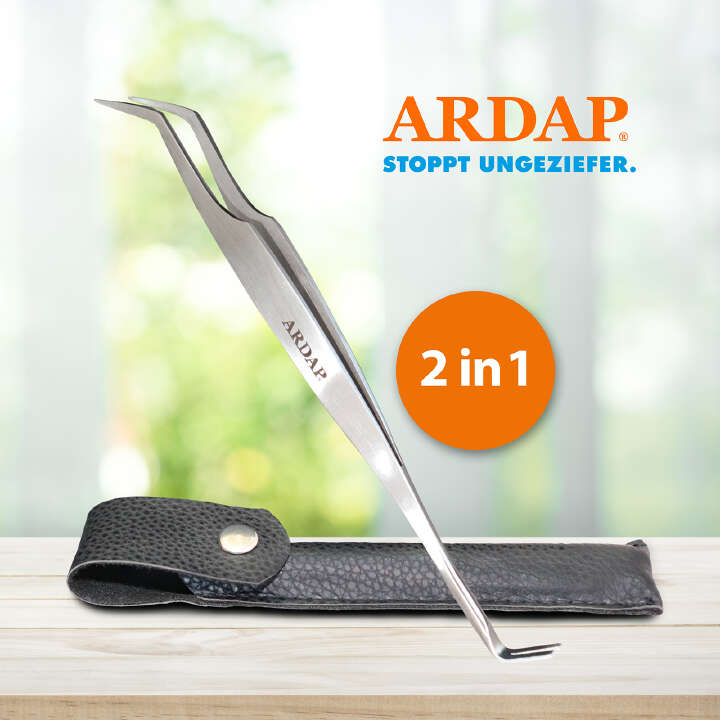 ARDAP Zeckenzange mit Pinzette aus Edelstahl